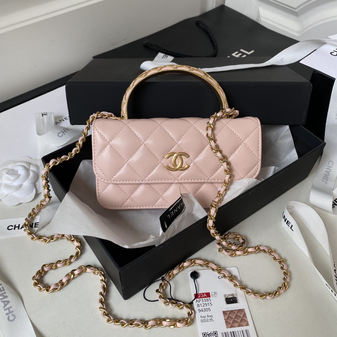 Lambskin Wallet On Chain Shoulder Bag AP3385 Pink